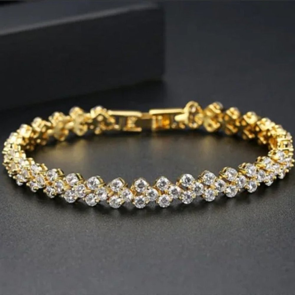 18K Gold 2ct Diamond Tennis Bracelet 18 Karat Womens Sterling Silver Jewelry ct